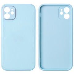 Light blue silicone case for a modern mobile phone isolated on a white background