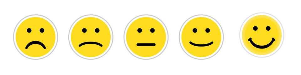 Emoticons set. Emoji faces collection. Emojis flat style. Happy and sad emoji. Line smiley face - stock vector.