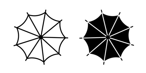 Open umbrella. Umbrella top view. Black icon isolated on a white background. Vector clipart. © graphic_arts