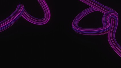 Abstract colorful neon glowing light background. Speed light illuminated. Florescent on the dark scene. Curvy moving line shape. 3D render.