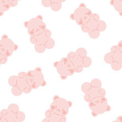 Fototapeta premium Seamless pattern with pink gummy bears