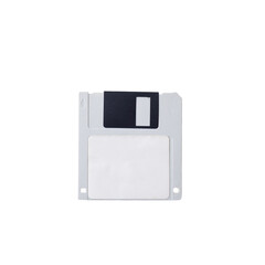 Plastic gray floppy disk isolated on white background.