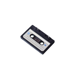 Audio cassette for tape recorder isolated on white background.