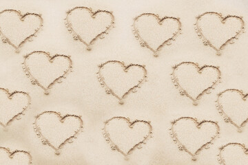 Heart write down on Sand at the Beach for Wallpaper or texture for designing, Love, Valentine's Day