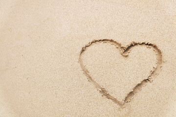 Heart write down on Sand at the Beach for Wallpaper or texture for designing, Love, Valentine's Day