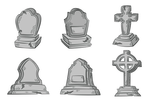 Spooky Tombstone Graveyard Halloween Vector Clipart
