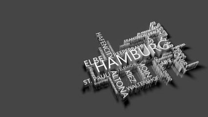Word cloud with Hamburg terms - obrazy, fototapety, plakaty