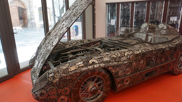 Prague, Czech Republic - May 11, 2022: The Gallery of Steel Figures can undoubtedly be described as a unique contemporary art gallery.