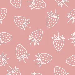 Foto auf Leinwand Pink seamless pattern with hand drawn strawberries © FRESH TAKE DESIGN
