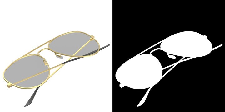 3D rendering illustration of aviator style eyeglasses