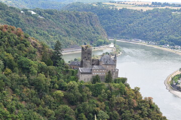 Fototapeta na wymiar Burg Katz über dem Rhein