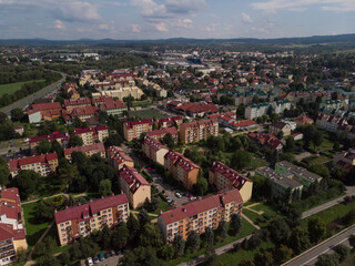 Sanok latem z lotu ptaka/Samok town aerial view  in summer,Subcarpathia Province, Poland