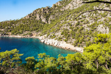 Fototapeta na wymiar View along the route of the Lycian Way on the Mediterranean Sea