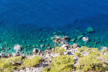 Fototapeta na wymiar View along the route of the Lycian Way on the Mediterranean Sea