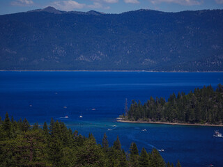 View of Emerland Bay with boats passing through