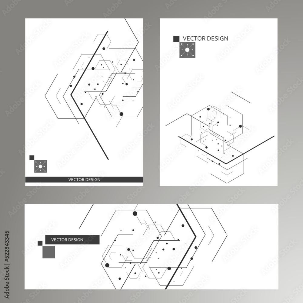 Leinwandbilder vector cover template design. white background with abstract hexagon pattern