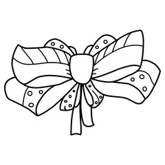 Decorative bow illustration. Hand-drawn doodles illustration.
Line art. Icon