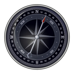 Compass vector realistic design. Wind rose, direction indicator vector. Magnetic compass. 