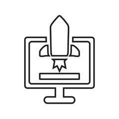 Brand development outline icon. Line art vector.