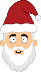 Vector illustration of the face of a cartoon santa claus with a happy expression
