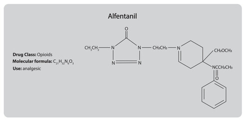 Alfentanil (opioid) . Chemical Structure. Drug class, molecular formula and use.