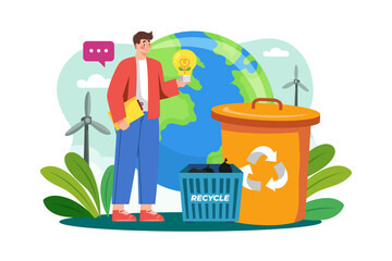 Waste recycling Illustration concept on white background