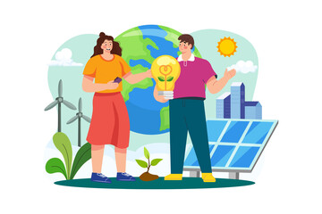 Renewable energy Illustration concept on white background