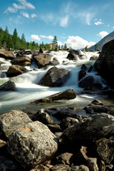 Rocky rapids of the Multa River in the Katunsky Reserve of Altai