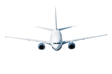 Fototapeta na wymiar Flying passenger jetliner isolated on white background