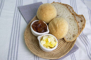 Mixed Bread in a basket on white background
