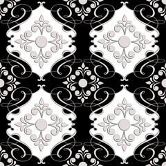 Simple regular graphic design with abstract shapes...Black and white design as seamless pattern. Abstract background for textile design, surface textures, wrapping paper.Simple regular graphic design.