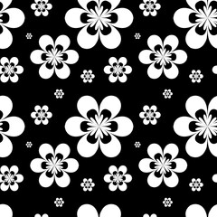 Simple regular graphic design with abstract shapes...Black and white design as seamless pattern. Abstract background for textile design, surface textures, wrapping paper.Simple regular graphic design.