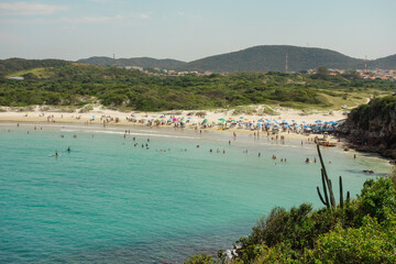 panoramic view of Conchas beach in Arraial do Cabo, Brazil, at summer day