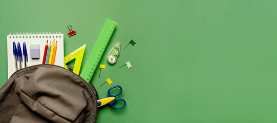 Backpack with colorful school supplies