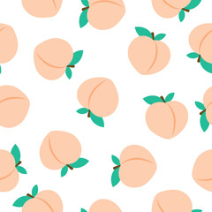 Seamless pattern with cute peaches