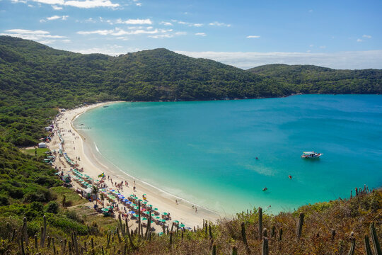 panoramic of idyllic and wild Forno beach in Arraial do Cabo, RJ, Brazil