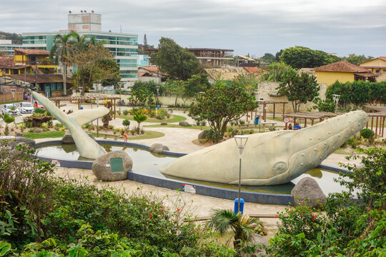 metal whale sculpture on display at the beach of Rio das Ostras, RJ, Brazil