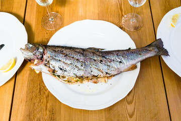 Grilled rainbow trout with spices