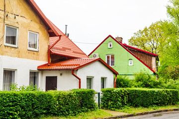 Fototapeta na wymiar Cozy small town on the Baltic Sea. Typical European houses.