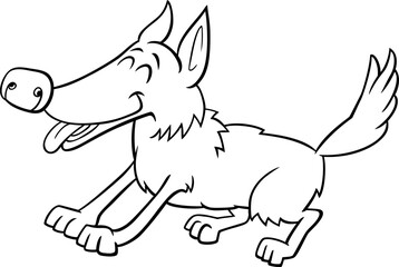 cartoon playful dog animal character coloring page