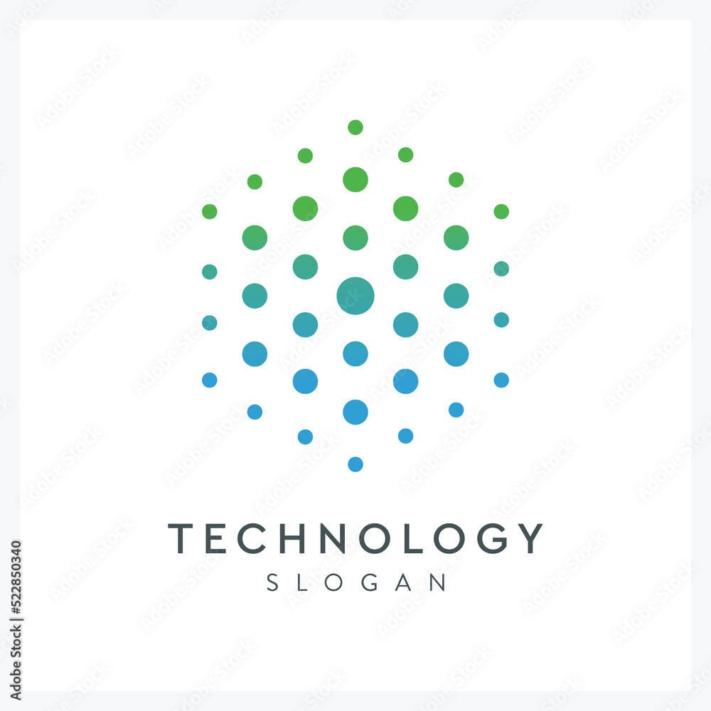 Wall mural abstract hexagon technology dot logo for industry and company