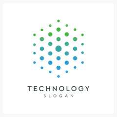 abstract hexagon technology dot logo for industry and company