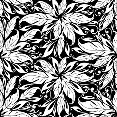 graphic seamless asymmetric white pattern on black background, texture, design