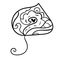 Botanical leaves set. Vector nature icon. Black doodle illustration on white background.