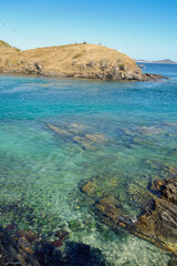 Fototapeta na wymiar paradisiacal scenery on the coast of Cabo Frio, Brazil. Seascape on a clear summer day