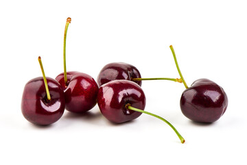 Sweet cherry, isolated on white background. full depth of field.