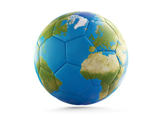 Fototapeta na wymiar world planet earth soccer ball on transparent 3d-illustration. elements of this image furnished by NASA