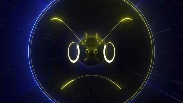 ANGRY Face Emoji Neon Background, Animation, Loop, Social Media, Reactions
