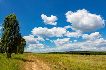 Fototapeta na wymiar A country road stretching into the sky.