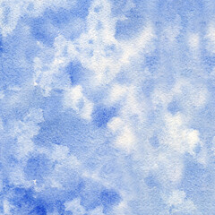 Abstract blue winter watercolor hand-painted for background.